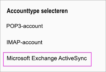 Microsoft Exchange ActiveSync selecteren